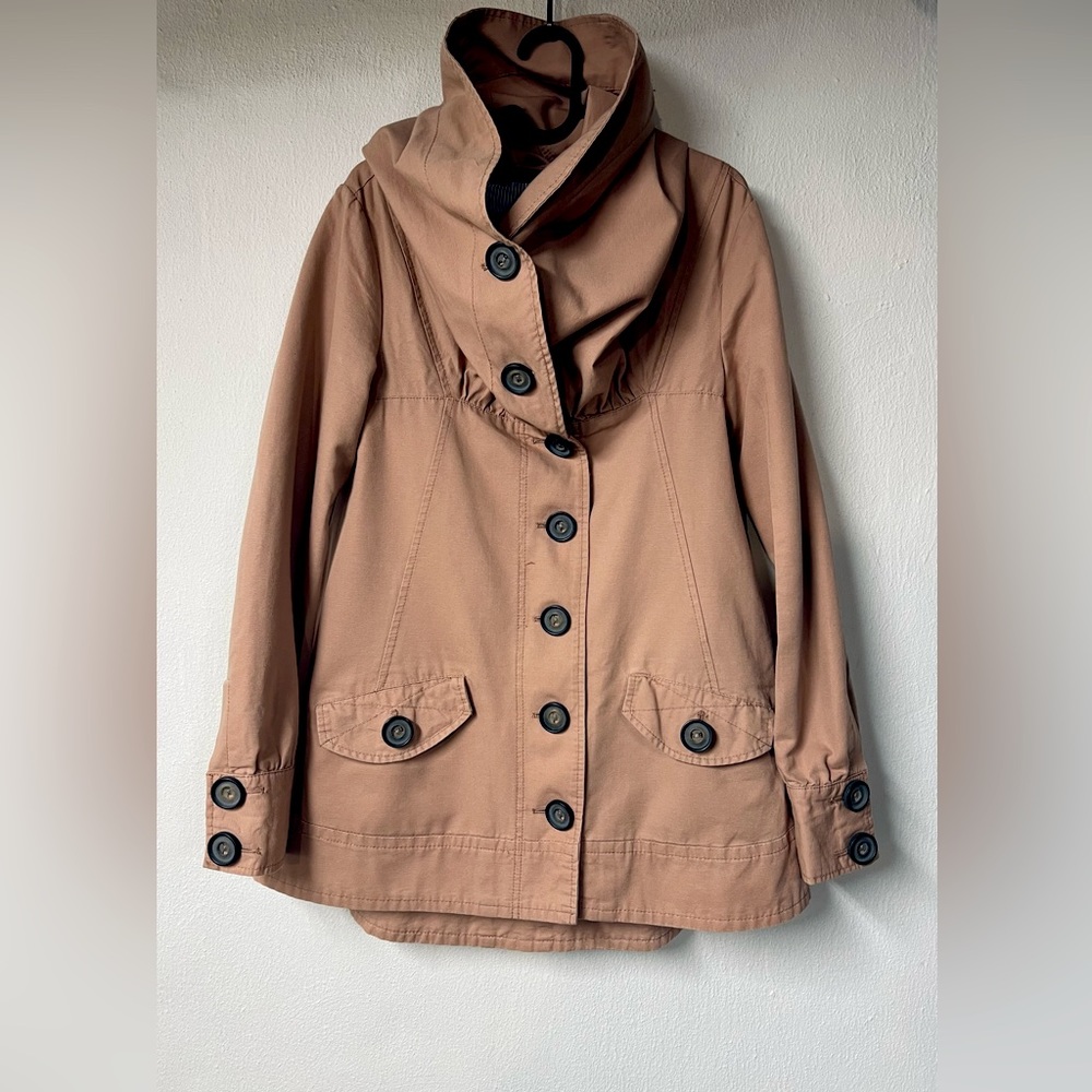 100% Cotton Jacket w/ Oversized Hood Small Rose Powder Pink Denim